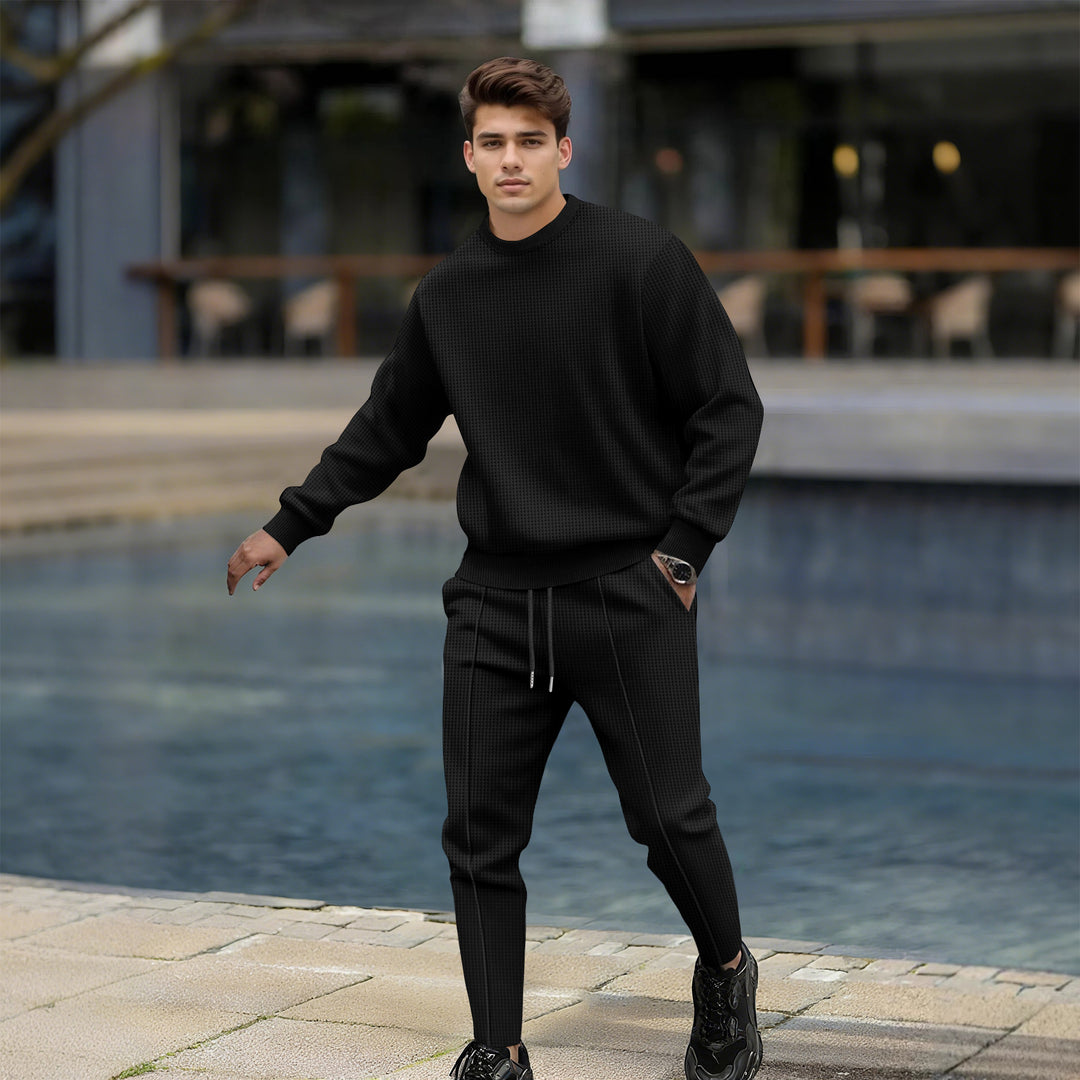 Herren lässiger Strickpullover und Jogginghose mit elastischem Bund EB