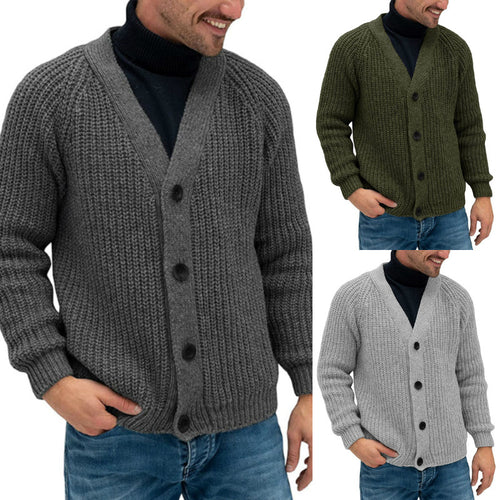 Herren modische Strickjacke mit tiefem V-Ausschnitt und strukturierter Oberfläche EB