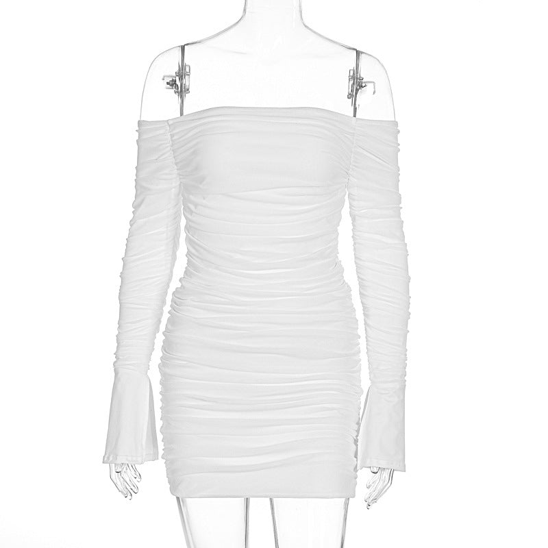Damen Off-Shoulder Minikleid mit Rüschendetails und figurbetontem Schnitt EB