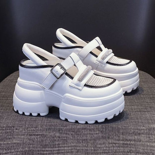 Damen Plattform-Sandalen mit doppelt verstellbarem Riemen und rutschfester Sohle EB