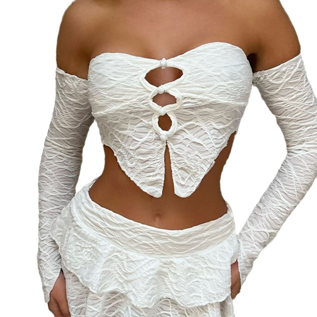 Damen Cropped Oberteil mit einzigartigem Knotendesign und raffinierten Ärmeln EB