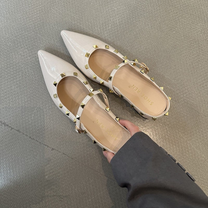 Damen elegante Slingback-Ballerinas mit dekorativen Nieten und komfortablem Fußbett EB
