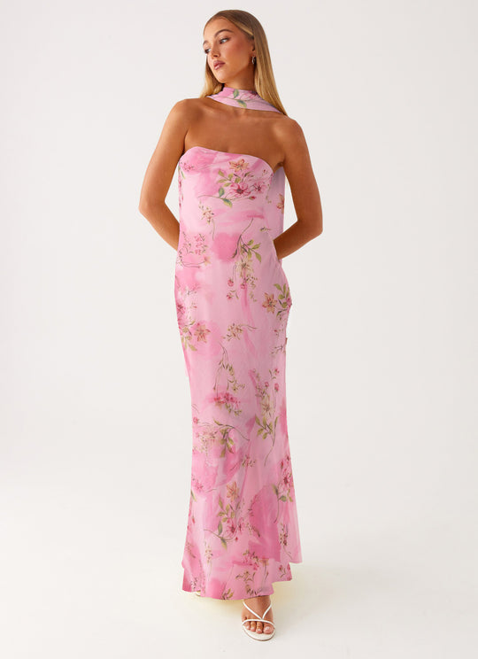 Damen Elegantes Langarm Abendkleid im Blumendesign EB