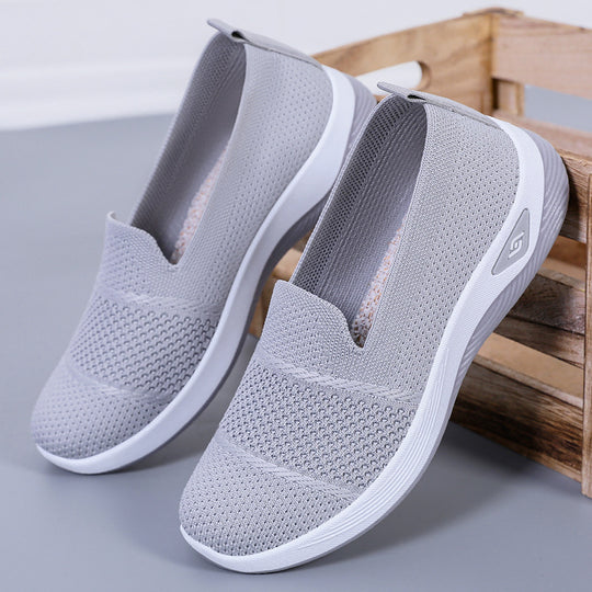 Damen nan eleganter Strick-Slipper mit verstärkter Zehenkappe, flexibler Dämpfungsplattform und Zuglasche EB