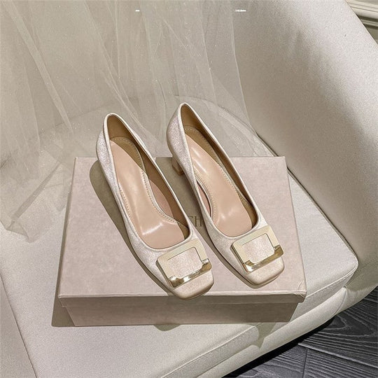 Damen elegante High Heel Pumps mit modischer Schnallenverzierung EB