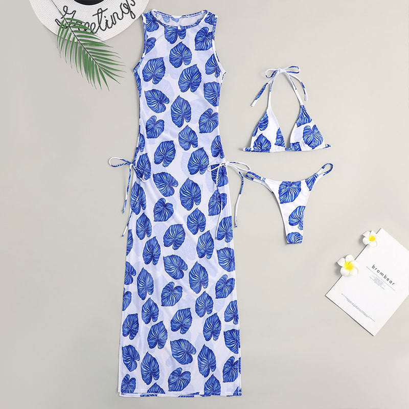 Damen Maxikleid mit floralem Druck und verstellbaren Bindebändern EB