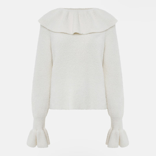Damen Pullover mit weitem Rollkragen und Volantärmeln Eichborn Berlin