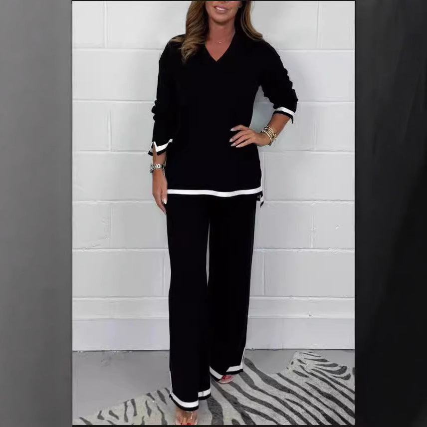 Damen Lässiges Strick-Set mit weitem Schnitt und eleganten Kontrasten EB