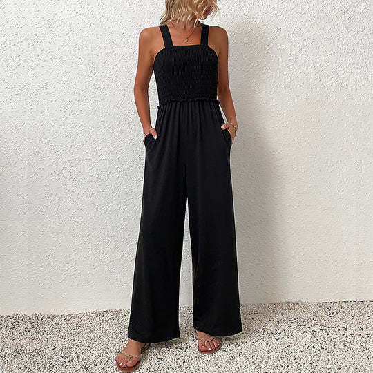 Damen Jumpsuit mit weitem Bein und elastischem Oberteil EB