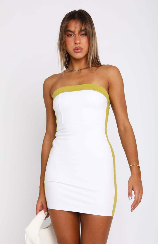 Damen figurbetontes Bandeau-Kleid mit kontrastierendem Akzent EB