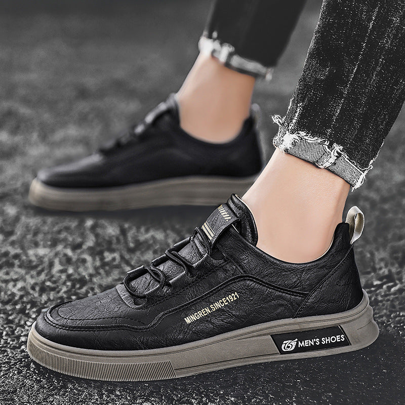 Herren elegante Low-Top Lederoptik City-Sneaker mit verstärkter Zehenkappe und gepolstertem Fersenkragen EB
