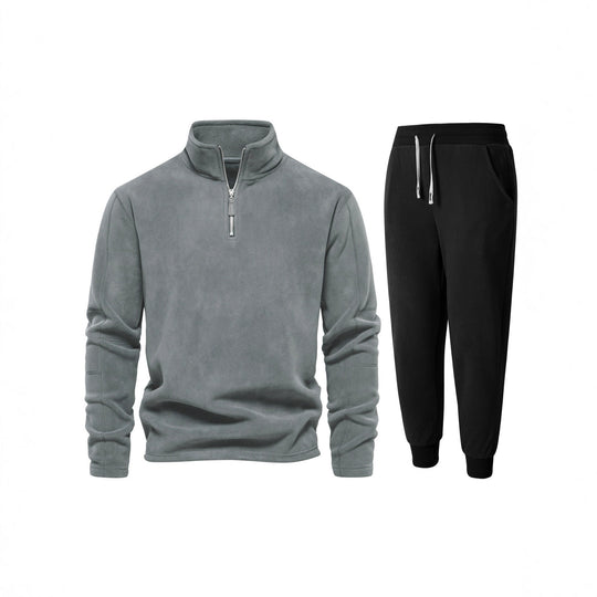 Herren Fleece-Oberteil mit kurzer Reißverschluss und bequemen Jogginghosen EB