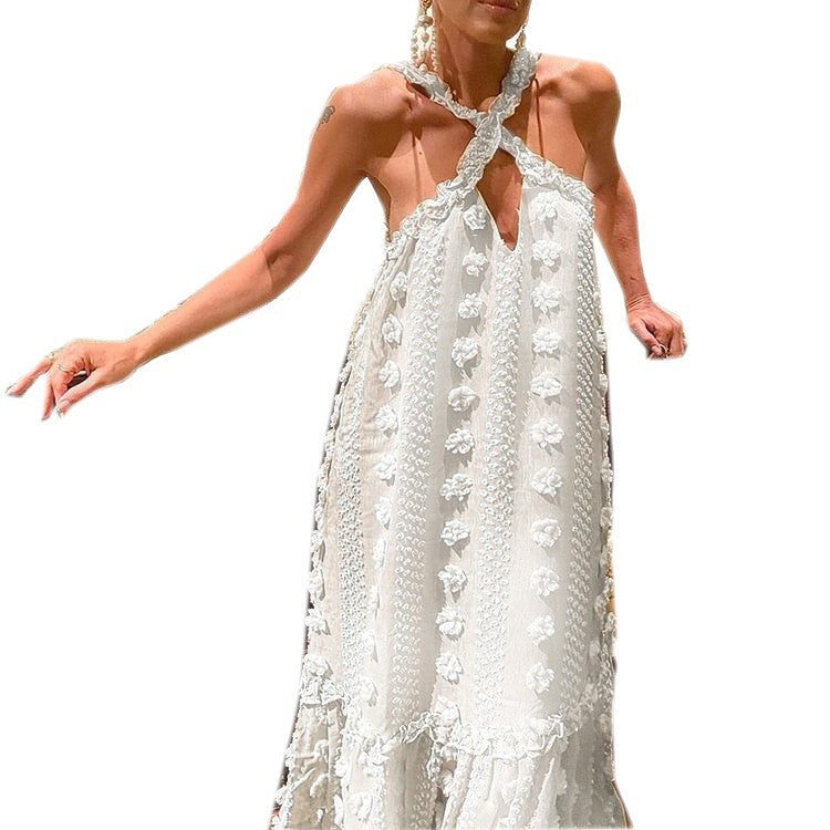 Damen Maxi-Kleid mit verspielten Rüschendetails und floralem Muster EB