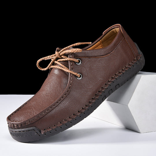 Herren Schnürschuhe im Mokassin-Stil mit rutschfester Sohle und handgenähter Verarbeitung EB