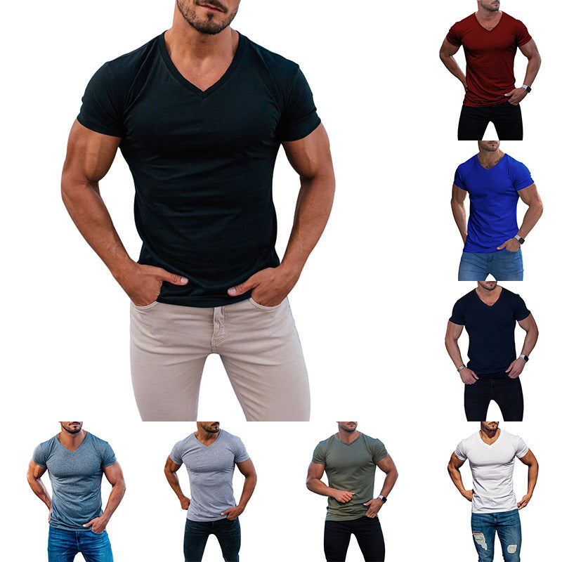 Herren V-Ausschnitt T-Shirt aus weichem Baumwollmix EB