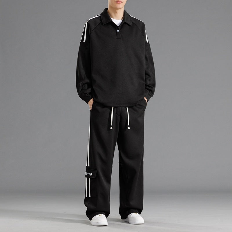 Herren Sportliches Freizeit-Set mit hohem Kragen und praktischen Taschen EB
