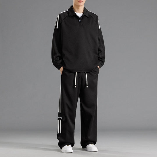 Herren Sportliches Freizeit-Set mit hohem Kragen und praktischen Taschen EB