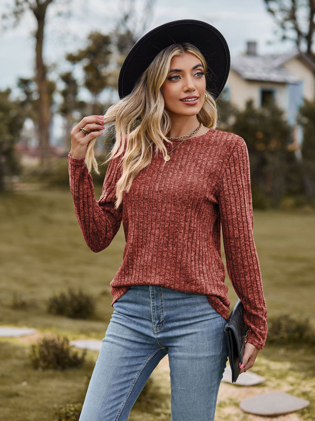 Damen Feinstrickpullover mit geripptem Design und lässigem Schnitt EB