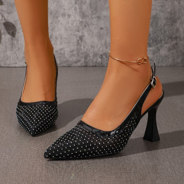 Damen Slingback-Pumps mit Netzdesign und funkelnden Akzenten EB