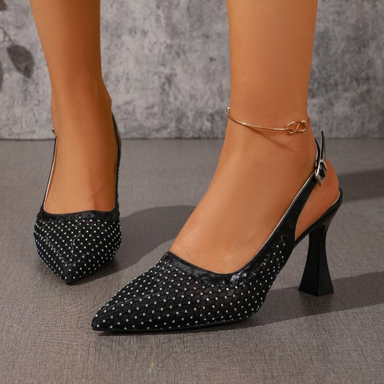 Damen Slingback-Pumps mit Netzdesign und funkelnden Akzenten EB