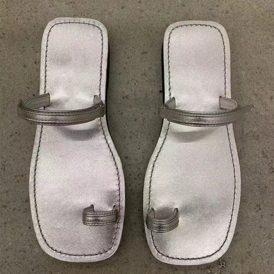 Damen eleganten Zehentrenner-Sandalen mit modischem Riemendesign und komfortablem Fußbett EB