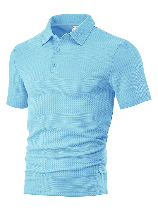 Herren nan körperbetontes Kurzarm-Polo aus elastischem Jacquardstrick mit Hemdkragen EB