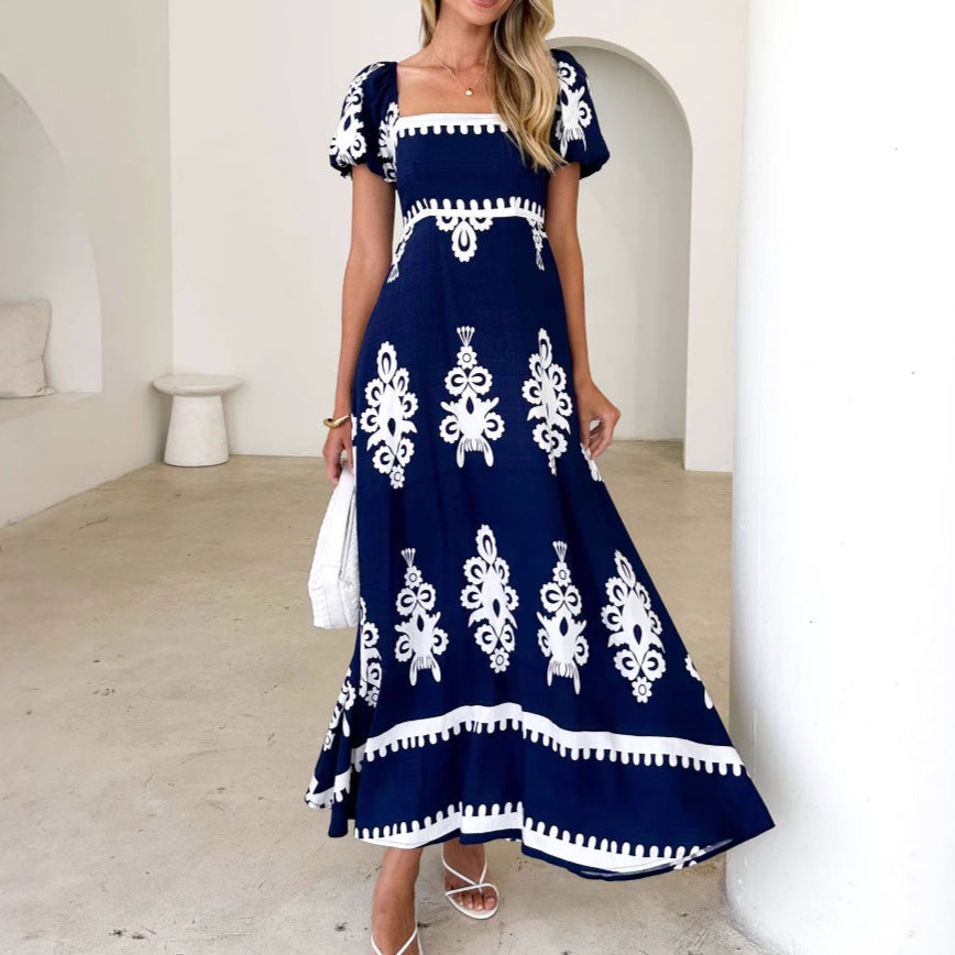 Damen Maxikleid mit eleganten Rüschendetails und floralem Muster EB