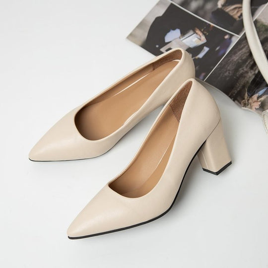 Damen elegante spitze Blockabsatz-Pumps EB