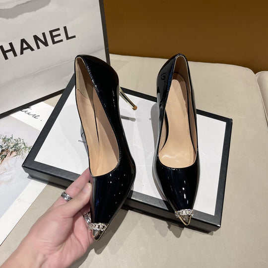 Damen Elegante und schicke High Heels mit glitzerndem Zehen-Detail EB