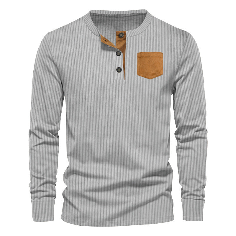 Herren Rippenfeinstrick Langarmshirt mit Slim‑Fit und Stehkragen EB
