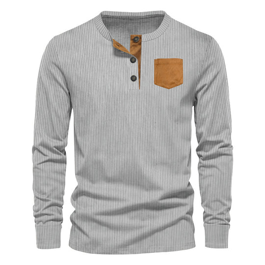 Herren Rippenfeinstrick Langarmshirt mit Slim‑Fit und Stehkragen EB