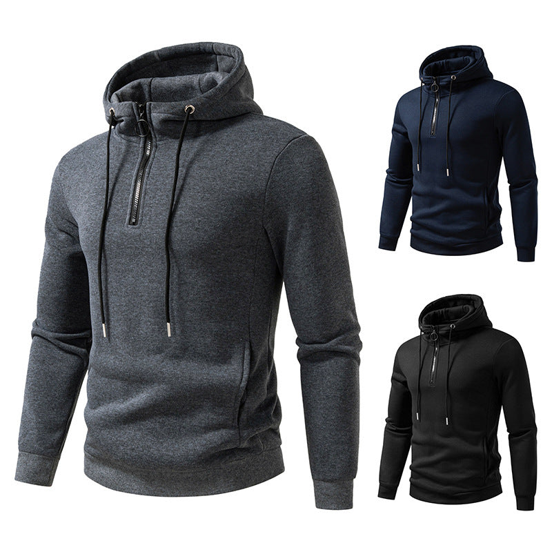Herren Kapuzenpullover mit halblangem Reißverschluss und modernem Schnitt EB