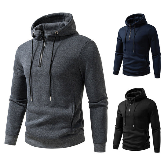 Herren Kapuzenpullover mit halblangem Reißverschluss und modernem Schnitt EB