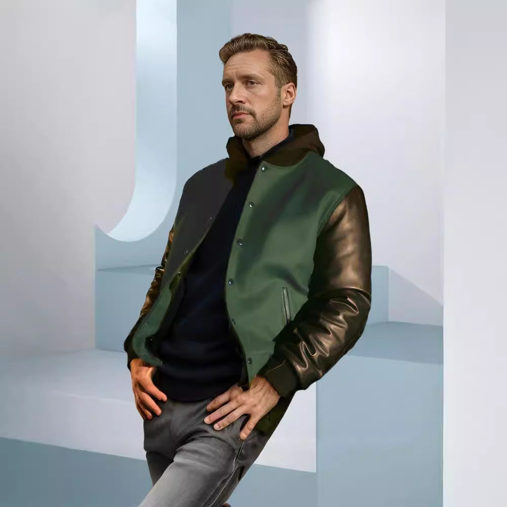 Damen trendige Baseballjacke mit ärmeln und praktischen Eingrifftaschen EB