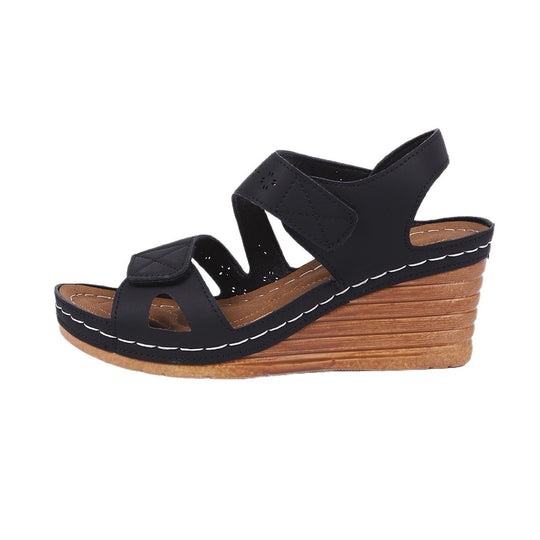Damen Wedge-Sandalen mit atmungsaktiven Riemen und komfortablem Fußbett EB