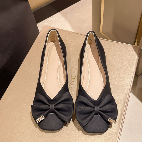 Damen elegante Ballerinas mit Schleifen-Detail und funkelndem Schmuck EB