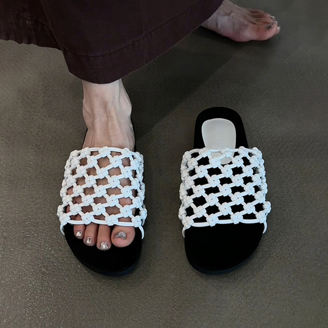 Damen Komfortable Clogs mit geflochtenem Design und gepolsterter Innensohle EB