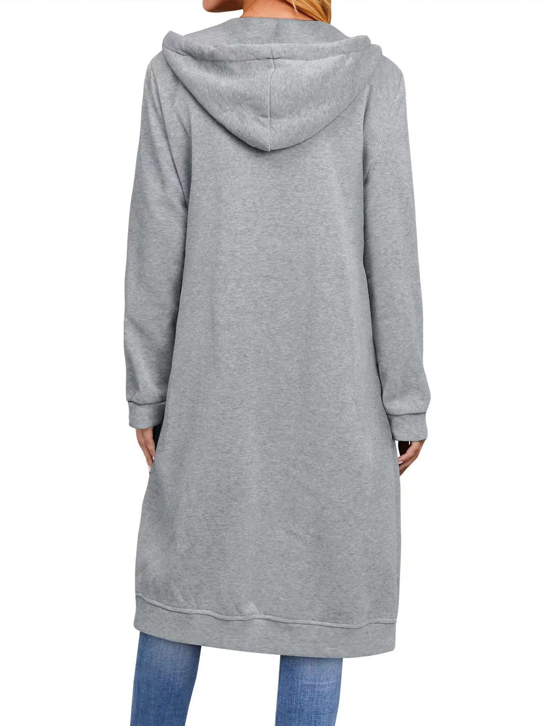 Damen Long Hoodie-Jacke aus bequemen Sweatmaterial mit Taschen EB