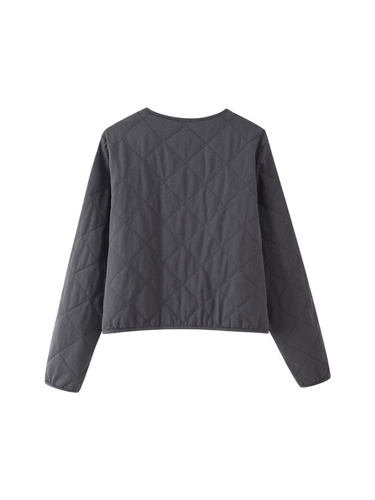 Damen gesteppte Übergangsjacke mit modischem Reißverschluss und bequemen Taschen EB