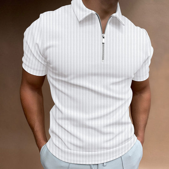 Herren Kurzarm Polo-Hemd mit Reißverschluss und strukturiertem Design EB