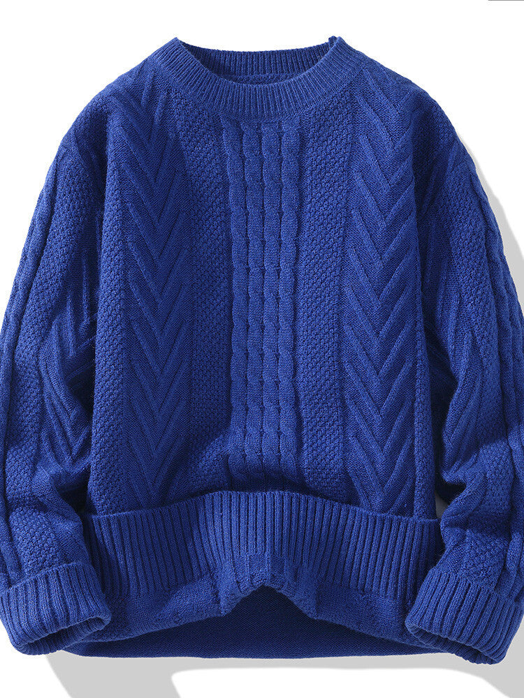 Herren Strickpullover mit modernen Zopf- und Rippstrukturen EB
