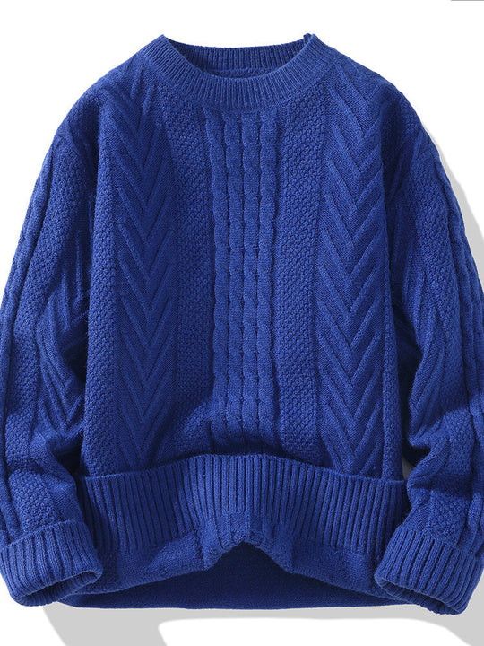 Herren Strickpullover mit modernen Zopf- und Rippstrukturen EB