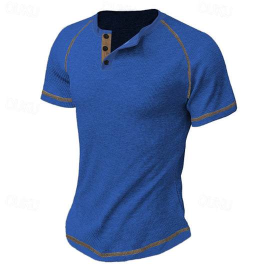 Herren modisches Halblangarm-T-Shirt mit Knopfleiste EB