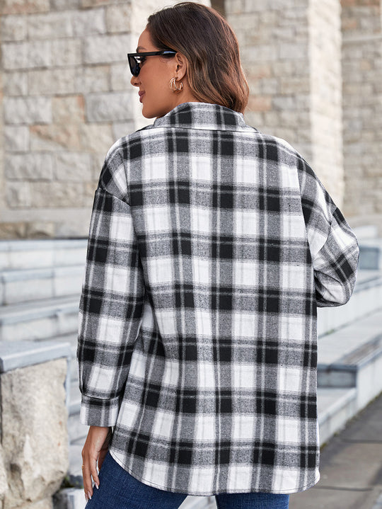 Damen Oversized Karobluse mit modernen Details EB