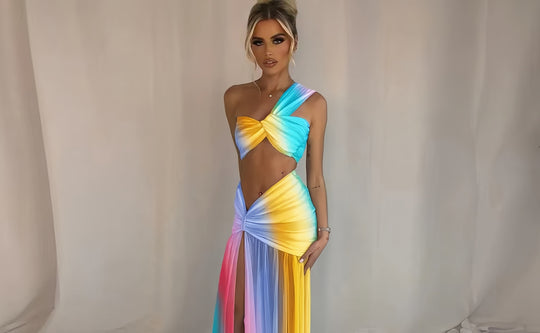 Damen Exquisites Wickelkleid mit asymmetrischem Schnitt und tiefem Schlitz EB