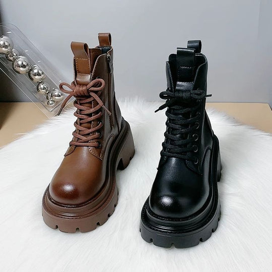 Damen Fashion-Stiefeletten mit hohem Blockabsatz und robustem Sohlenprofil EB