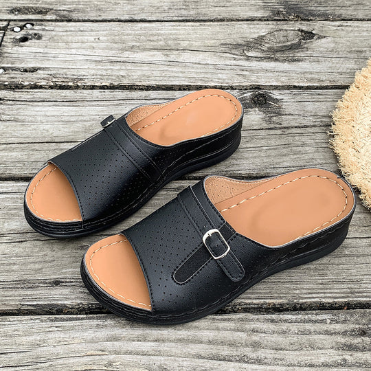 Damen Bequeme Fußbett-Sandalen mit verstellbarem Riemen EB