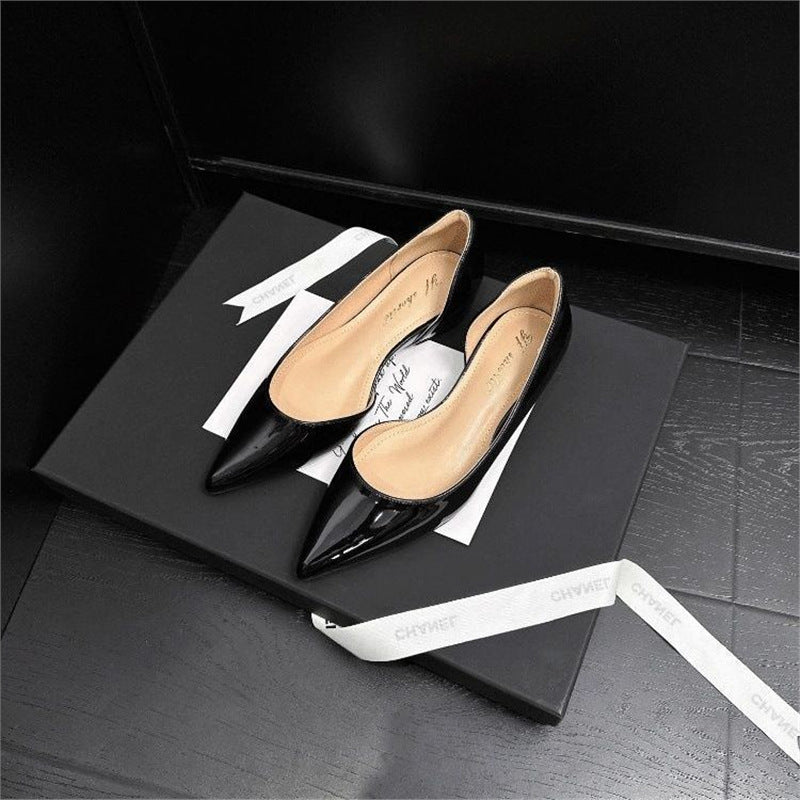 Damen spitze Ballerina-Pumps mit elegantem Glanz EB