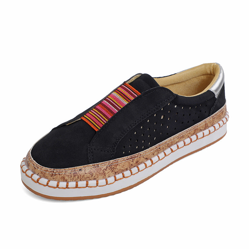 Damen nan leichte Slipper-Sneaker mit Korkrand und perforiertem Obermaterial EB