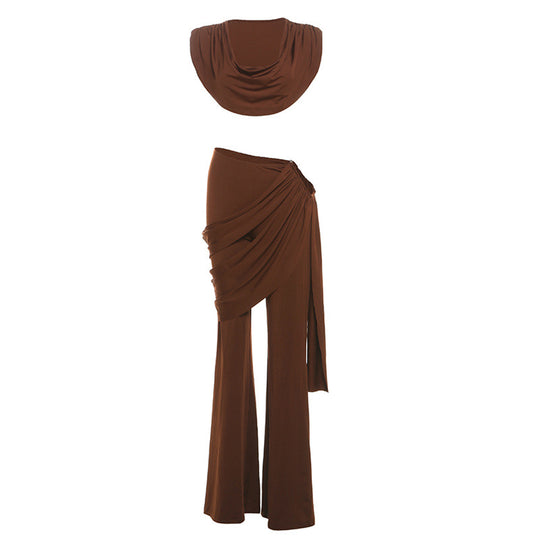 Damen Elegantes Jumpsuit-Set mit Drapierung und schmalem Bein EB